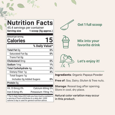 Organic Papaya Powder Nutrition Facts