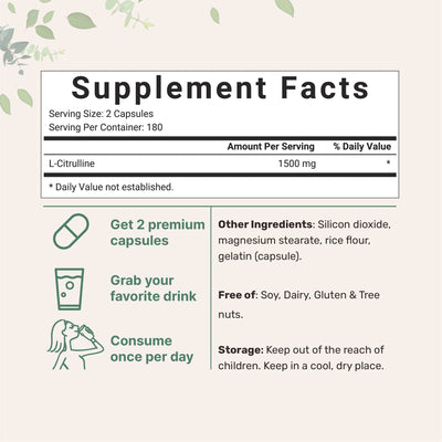 L-CITRULLINE Capsules Supplement facts