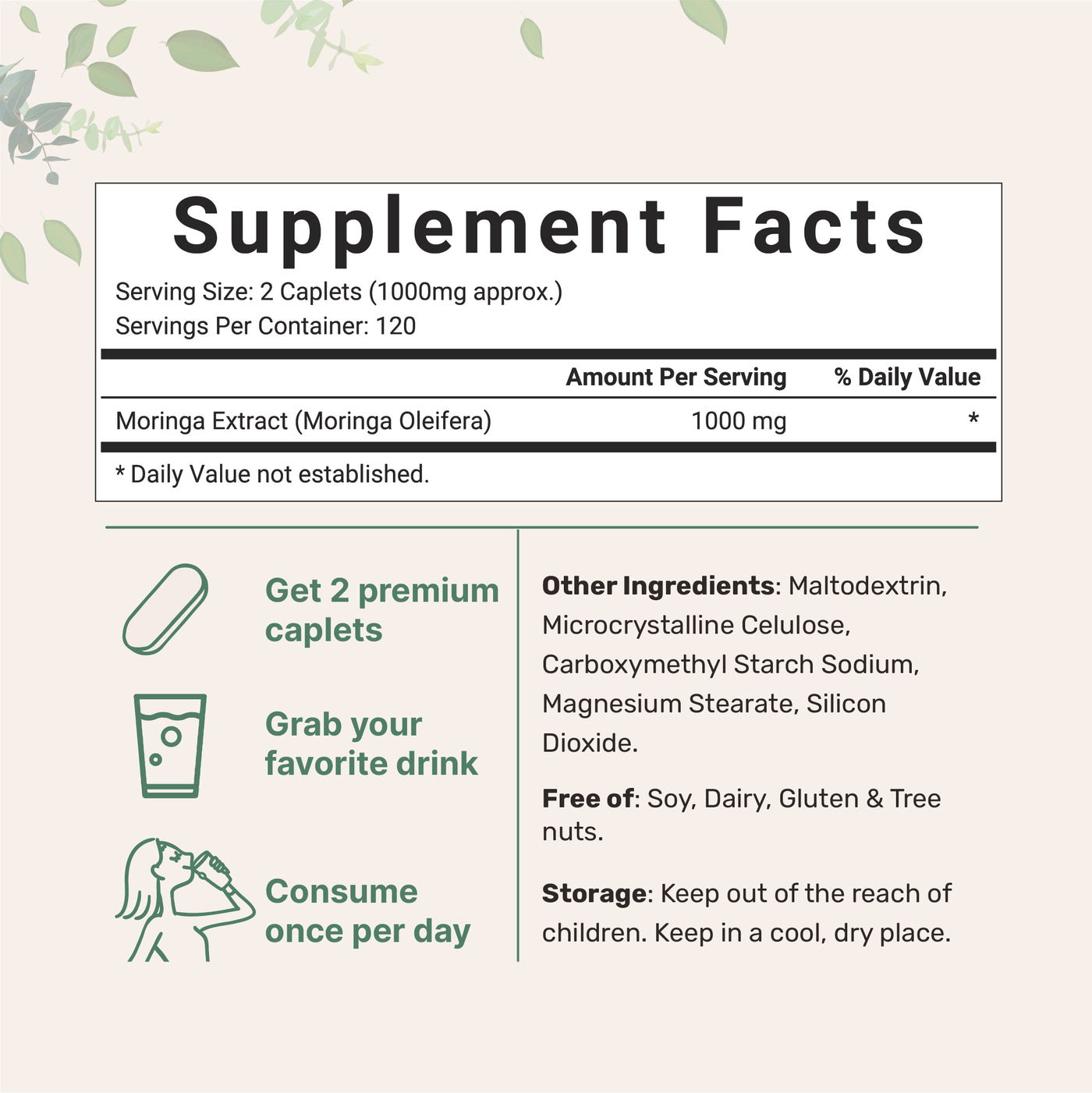 Moringa Oleifera Tablets Supplement Facts
