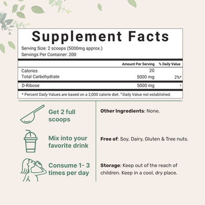 D-Ribose Powder, 1 Kilogram Supplement Facts