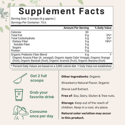 Organic Prebiotic Fiber Powder - Best Prebiotic Fiber Supplement