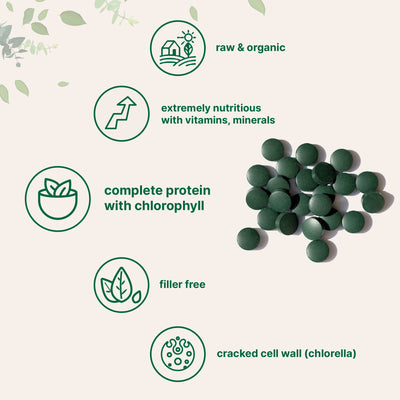 Organic Spirulina and Chlorella Tablets
