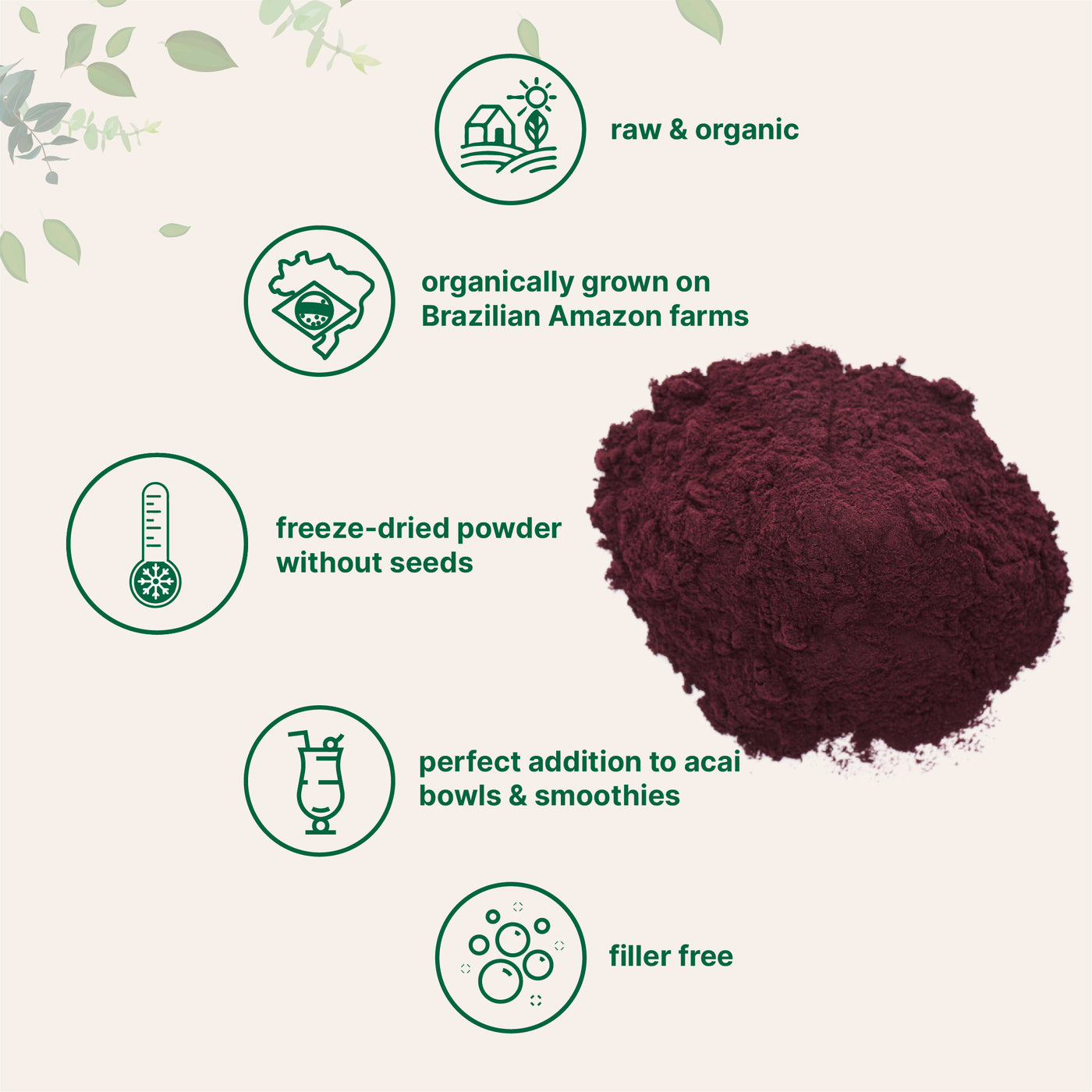 Organic Acai Berry Powder forms