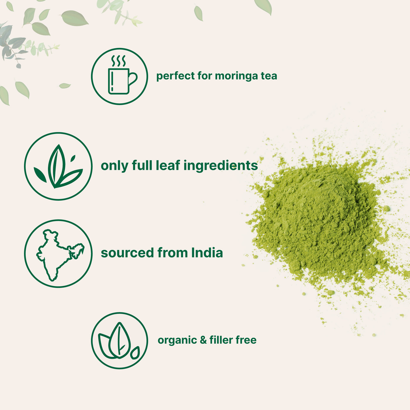 Organic Moringa Powder Forms