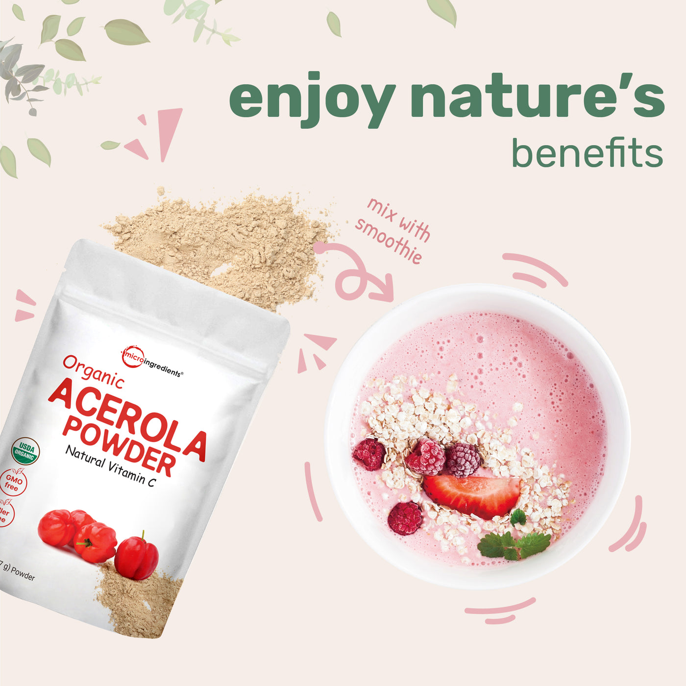 Organic Acerola Cherry Powder Nature's Gift