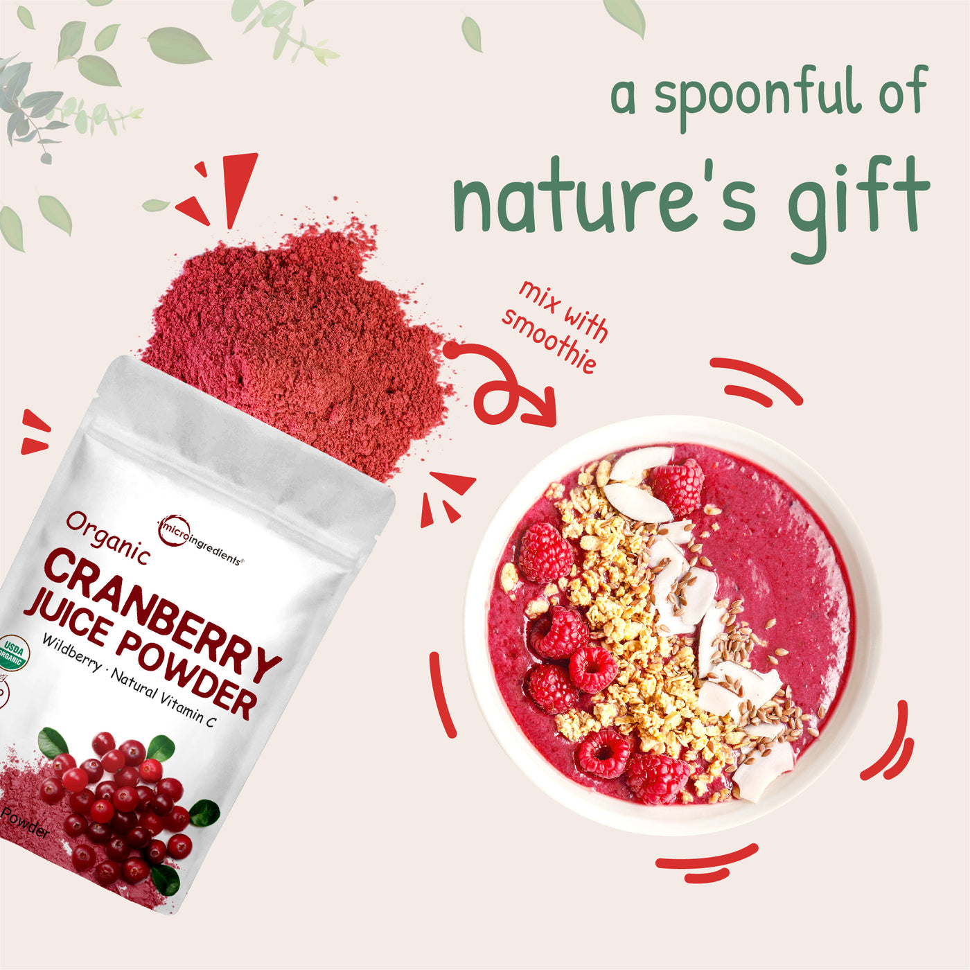 Organic Cranberry Juice Powder Nature's gift