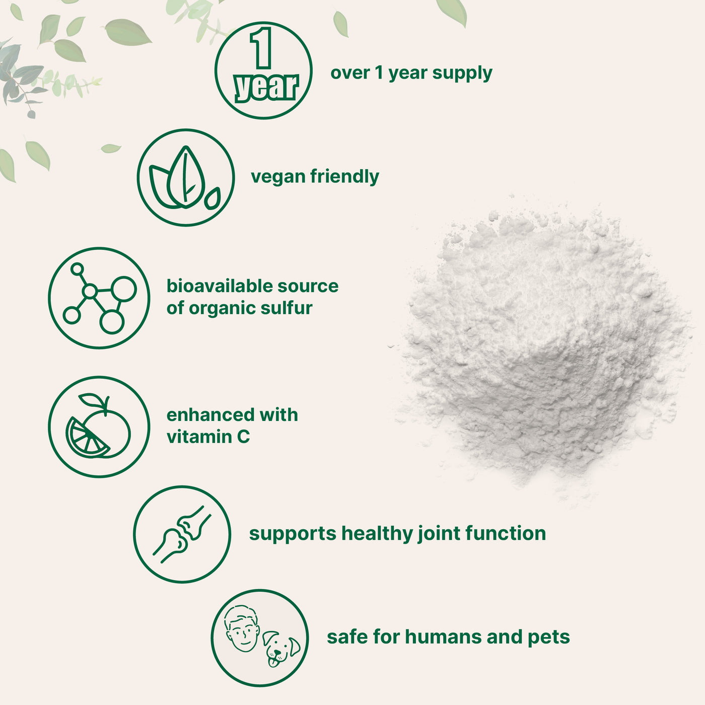 Pure MSM Powder with Vitamin C for Hair, Weight Loss & More