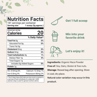 Organic Maca Root Powder Nutrition Facts