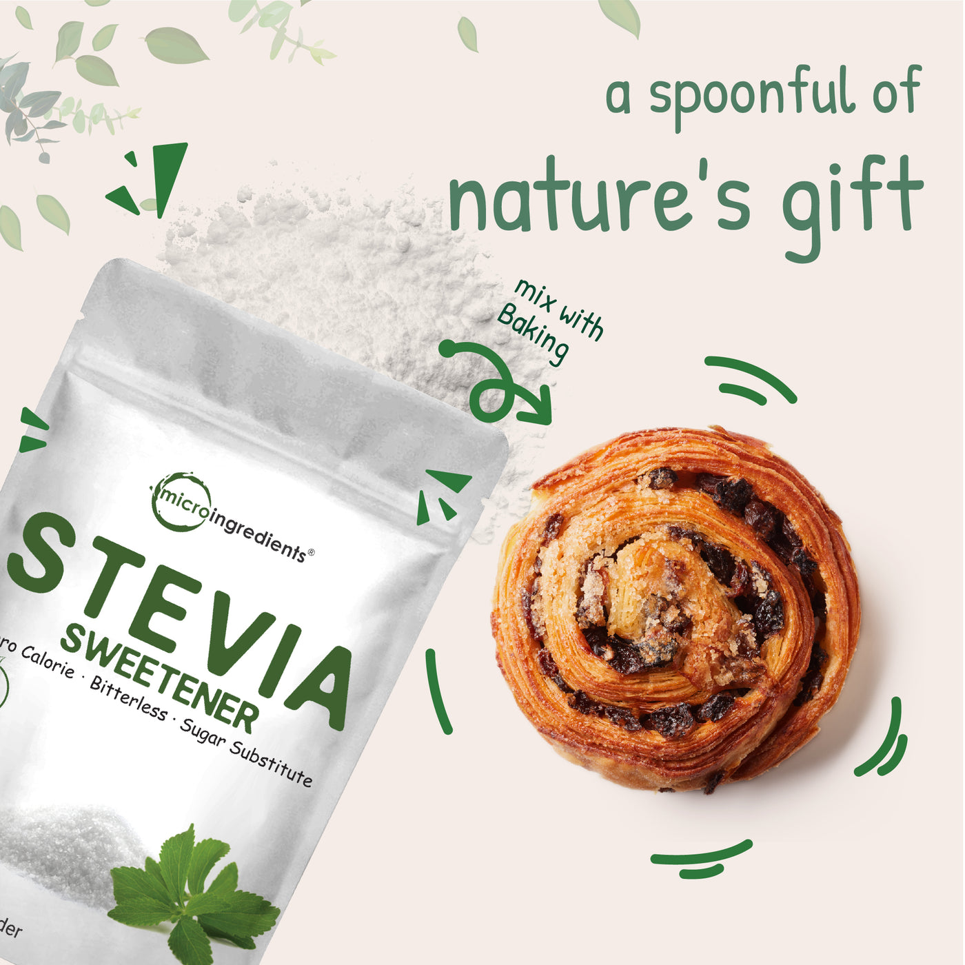Micro Ingredients Stevia Sweetener Powder with Plant-based Erythritol, 4 Pounds