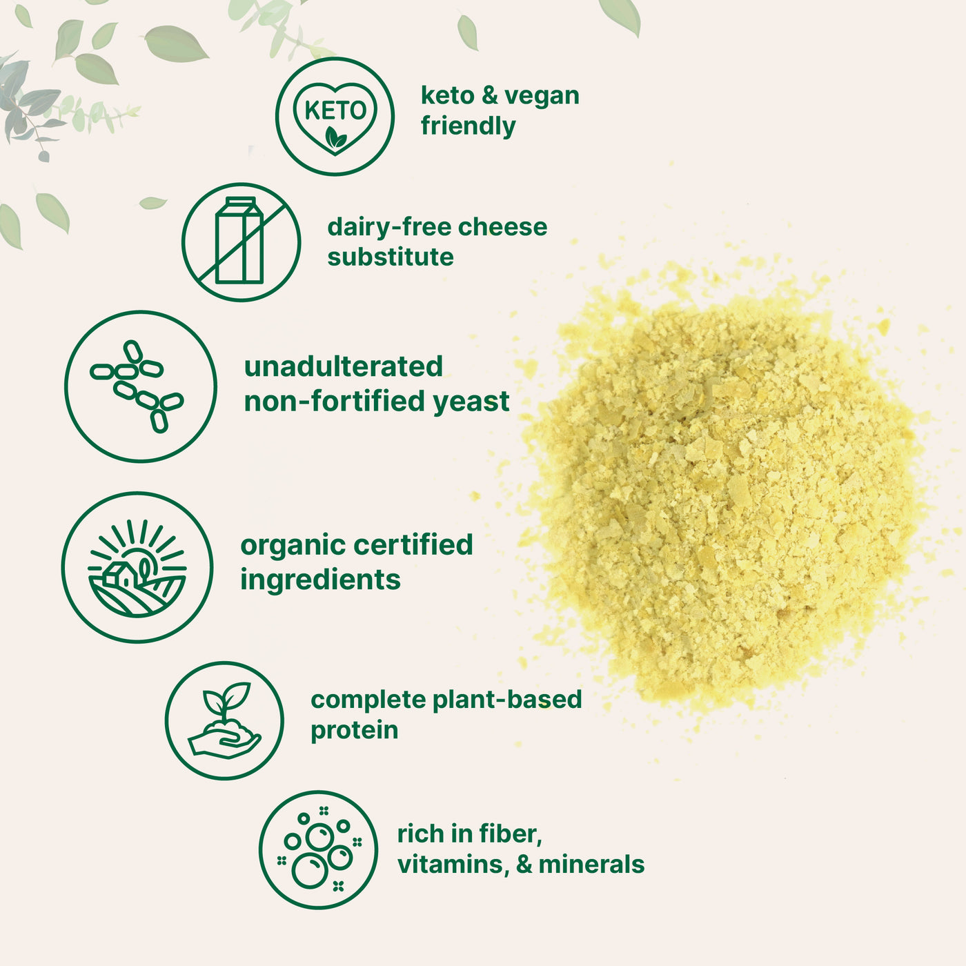 Organic Non-Fortified Nutritional Yeast Flakes - Pure & Powdered