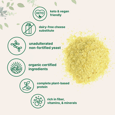 Organic Non-Fortified Nutritional Yeast Flakes - Pure & Powdered Powder Forms