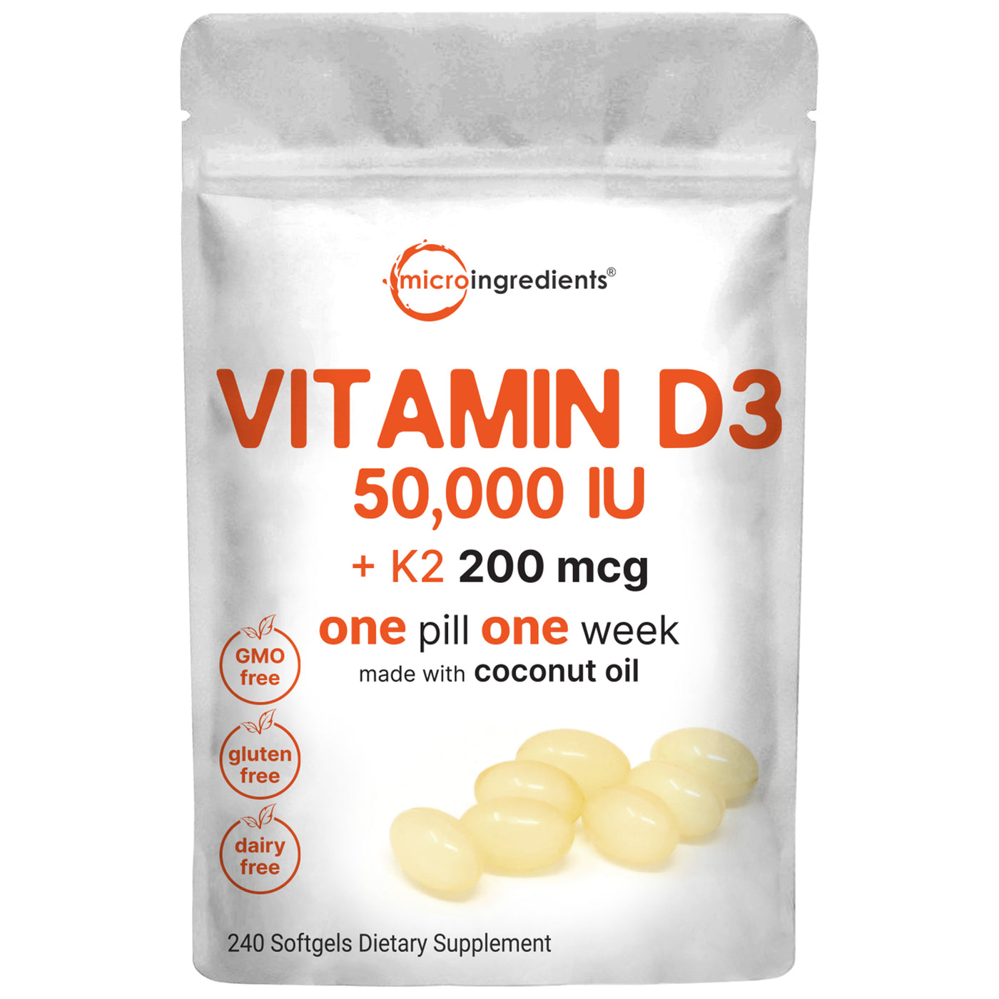 Vitamin D3 K2 Supplement Softgels